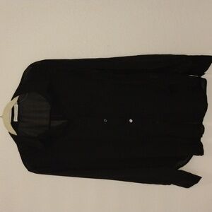 Rebecca Minkoff's Sheer black shirt with small diagonal folds. Size Large .